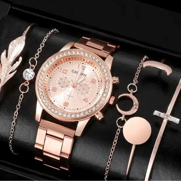 Accessories | 6pcs Set Women Rose Gold Luxury Quartz Watch  display picture 1